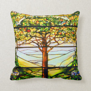 Spiritual Tiffany Window Scenic Tree Landscape Cushion