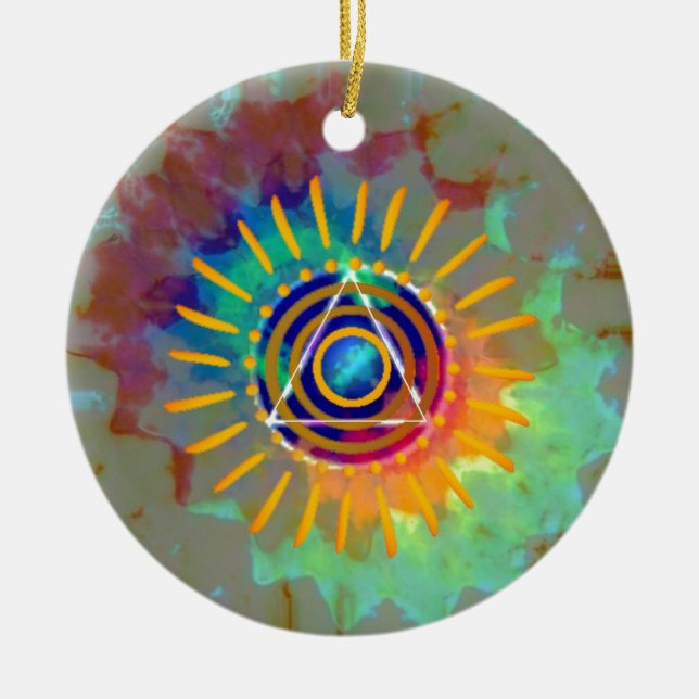 Spiritual Tyedye Ceramic Ornament (Front)