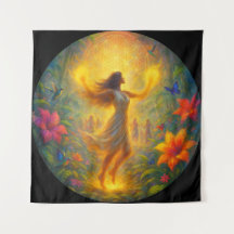 Spiritual Wall Tapestry – Woman in Light and Motio