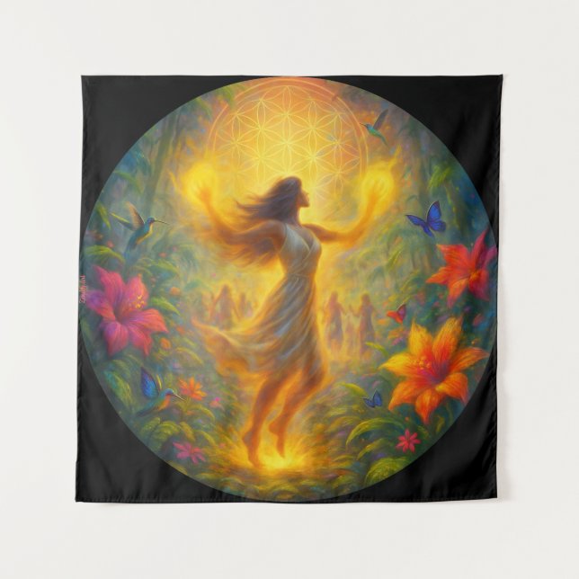 Spiritual Wall Tapestry – Woman in Light and Motio (Front)