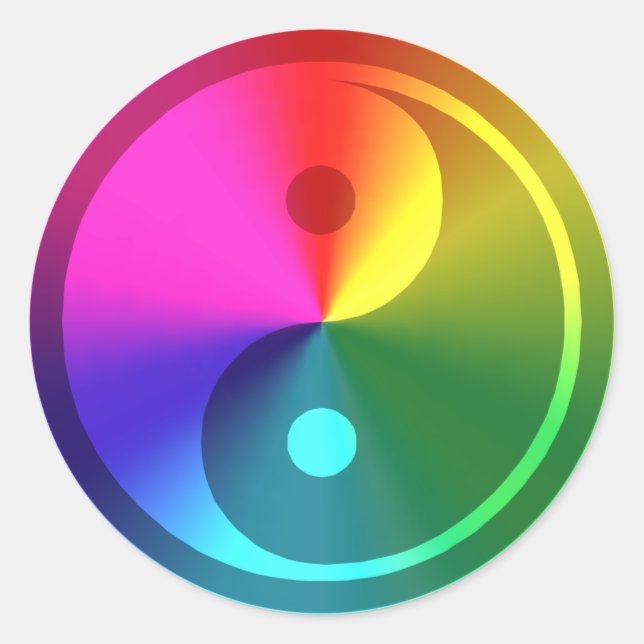 Spiritual Yin Yang - Rainbow Design Classic Round Sticker (Front)