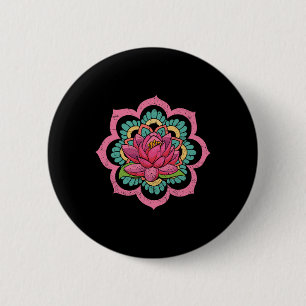Spiritual Yoga Boho Flower Blossom Pilates Lotus M 6 Cm Round Badge