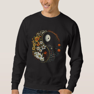 Spiritual Yoga Floral Yin Yang Flowers Symbol Sweatshirt