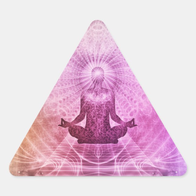 Spiritual Yoga Lotus Pose Meditation Triangle Sticker (Front)