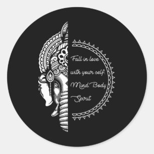 Spiritual Yoga Love Your Self Meditation Elephant Classic Round Sticker
