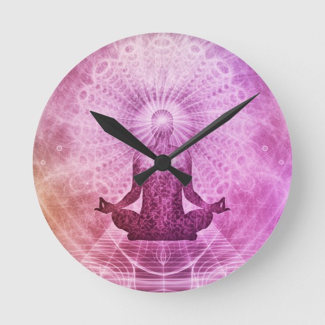 Spiritual Yoga Meditation Zen Colorful Round Clock (Front)