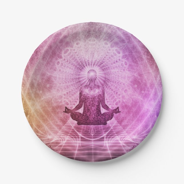 Spiritual Yoga Meditation Zen Colourful Paper Plate (Front)