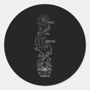 Spiritual Yoga Quote Lotus Flower And Moon Art - M Classic Round Sticker