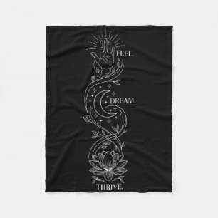 Spiritual Yoga Quote Lotus Flower And Moon Art - M Fleece Blanket