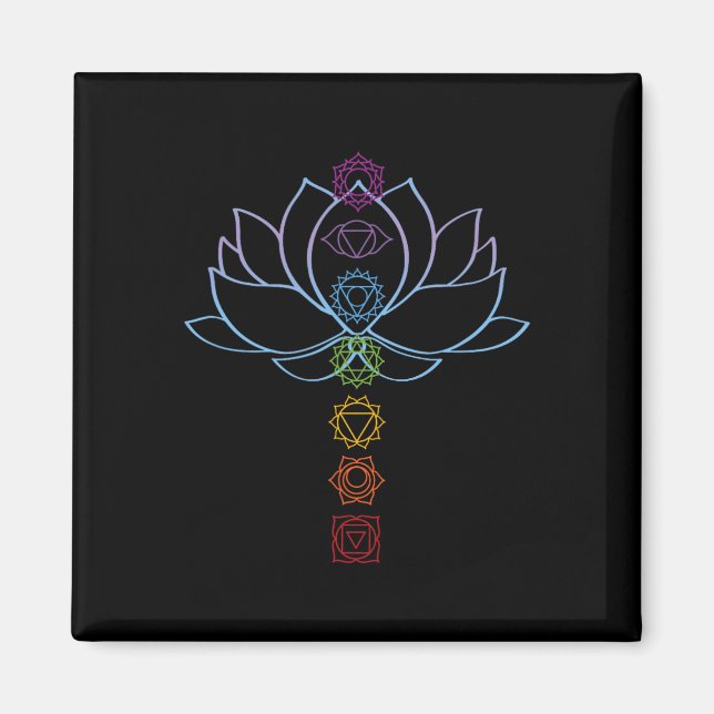 Spiritual Zen Lotus Flower Chakras Aligned Yoga  Magnet (Front)