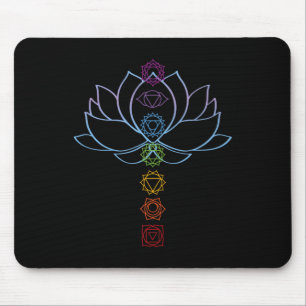 Spiritual Zen Lotus Flower Chakras Aligned Yoga Mouse Pad