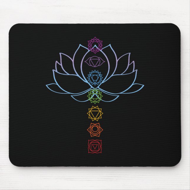 Spiritual Zen Lotus Flower Chakras Aligned Yoga  Mouse Pad (Front)
