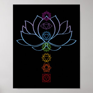 Spiritual Zen Lotus Flower Chakras Aligned Yoga Poster
