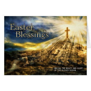 Spirtual Easter Blessings Golden Cross on the Hill