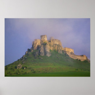 Spissky hrad in mist, Slovakia Poster