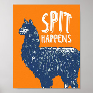 Spit Happens Llama Poster Art Print 8x10