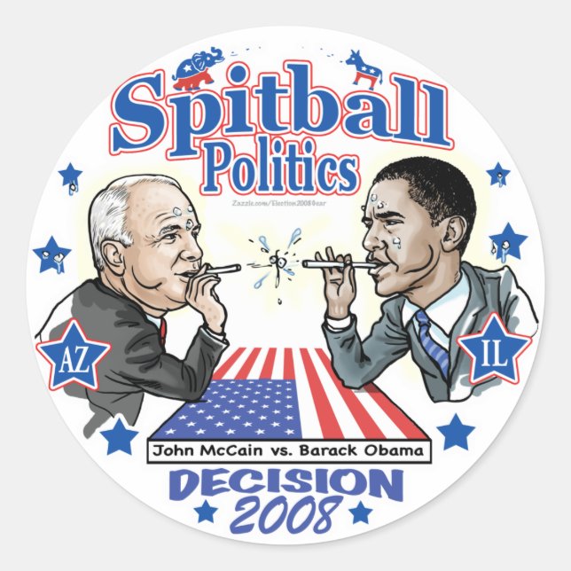 Spitball Politics 2008 Classic Round Sticker (Front)