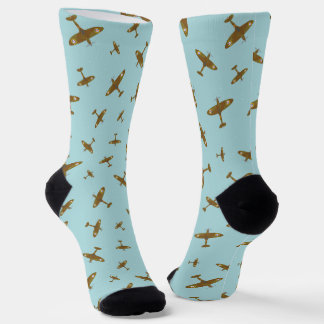 Spitfire Aeroplanes Aviation Themed Blue Socks