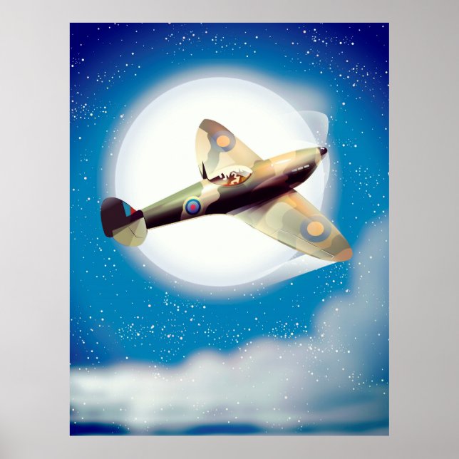 Spitfire aircraft travel poster print (Front)