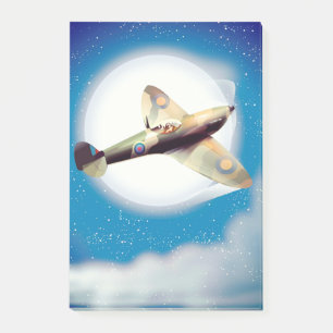 Spitfire aircraft travel poster print post-it notes