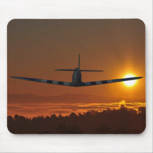 Spitfire flies into the sunrise mouse pad