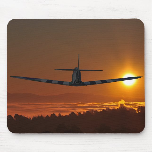 Spitfire flies into the sunrise mouse pad (Front)