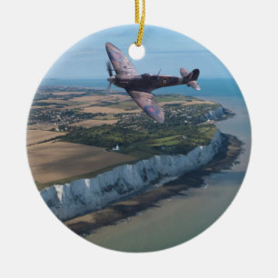 Spitfire over the English coast. Ceramic Ornament