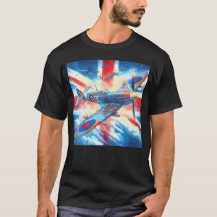 Spitfire Raf Supermarine Ww2 Fighter Plane Uk Flag T-Shirt