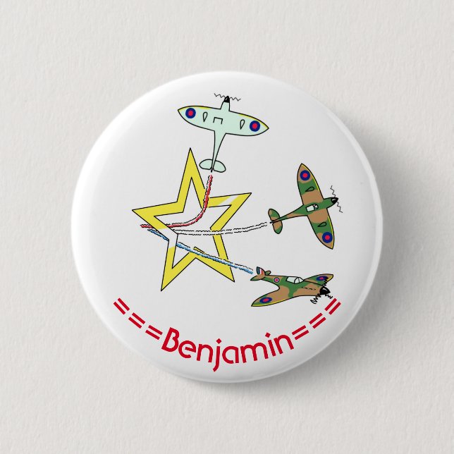 Spitfire Star 6 Cm Round Badge (Front)