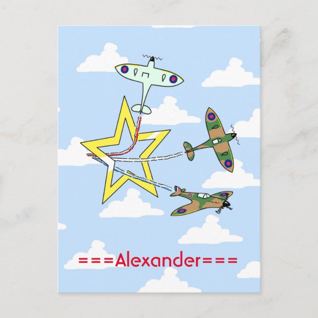 Spitfire Star Blue Sky Postcard (Front)