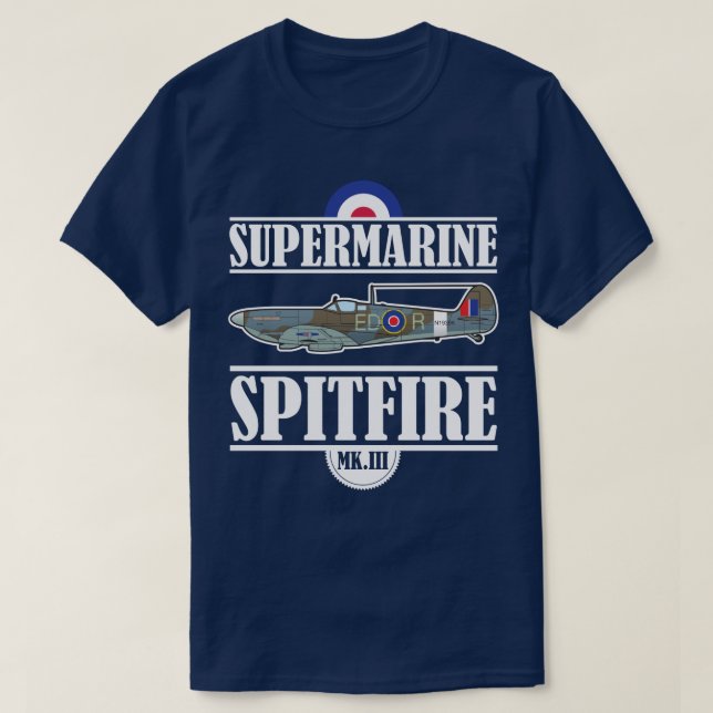 Spitfire Supermarine Vintage Aviation WWII Plane T-Shirt (Design Front)