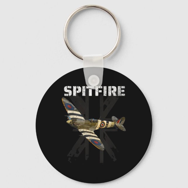 Spitfire Ww2 Battle Of Britain Fighter Plane Ace W Key Ring (Front)