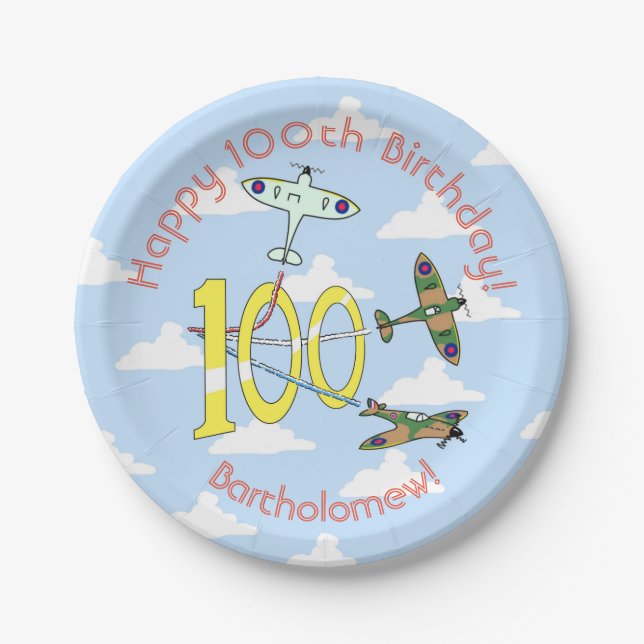 Spitfires 100th Blue Sky Paper Plate (Front)