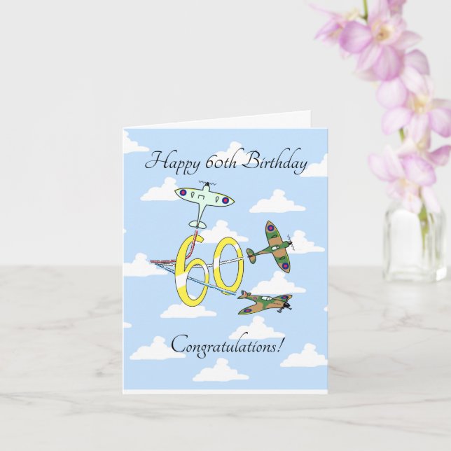 Spitfires 60th Birthday (Sky) Card (Orchid)