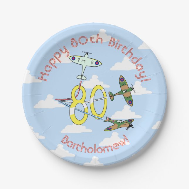 Spitfires 80th Blue Sky Paper Plate (Front)