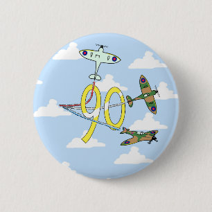 Spitfires 90th Birthday (Blue Sky) 6 Cm Round Badge