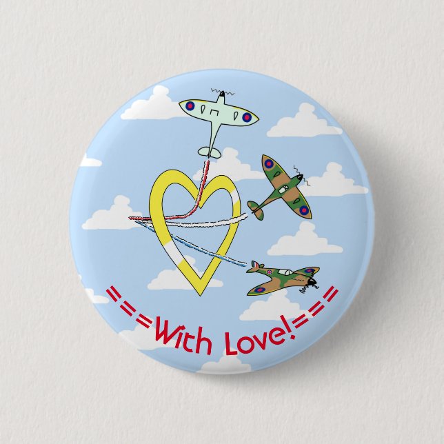 Spitfires Blue Sky Heart 6 Cm Round Badge (Front)