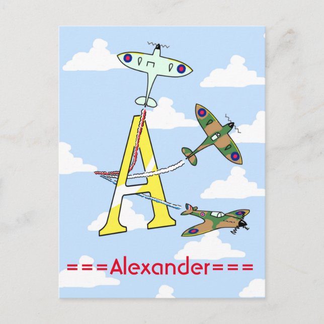 Spitfires Blue Sky Initial A Postcard (Front)
