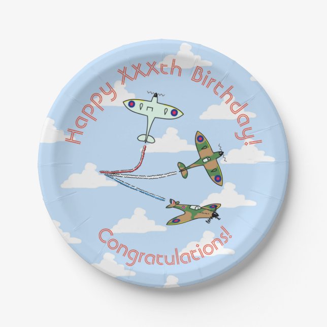 Spitfires Blue Sky Paper Plate (Front)