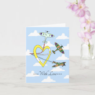 Spitfires Blue Sky With Love Heart Card