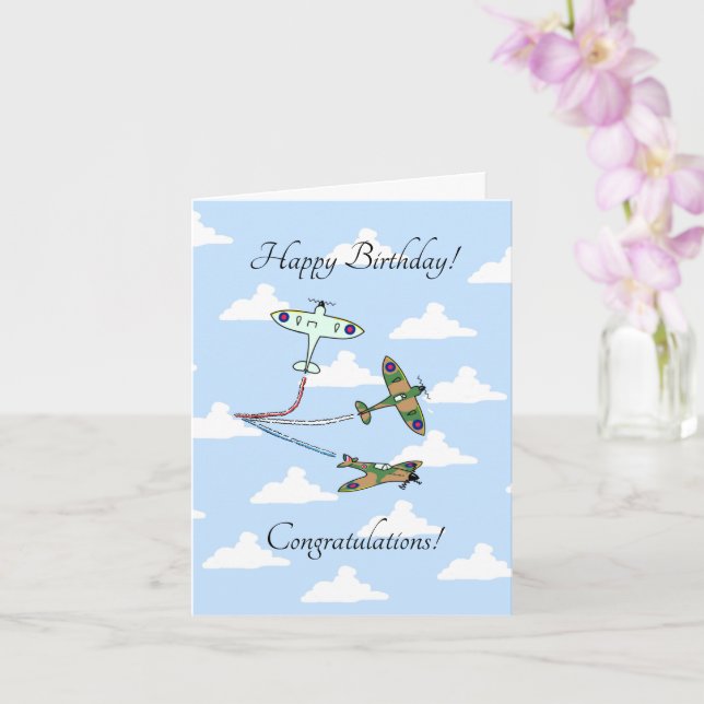 Spitfires - Customizable - Birthday Card (Orchid)