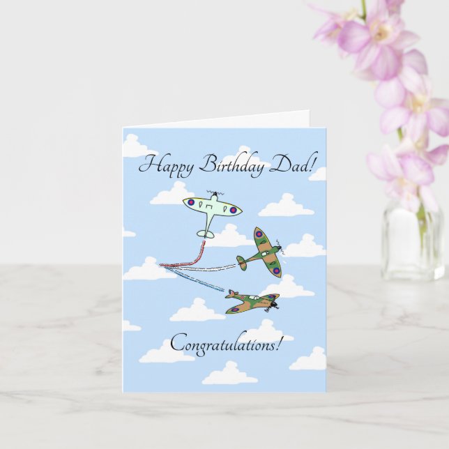 Spitfires - Customizable Dad - Birthday Card (Orchid)