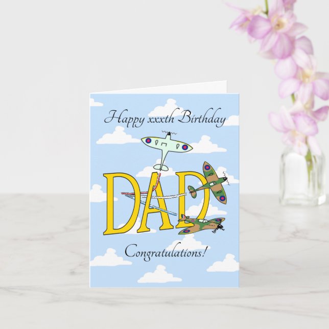 Spitfires DAD Birthday (Blue Sky) Card (Orchid)