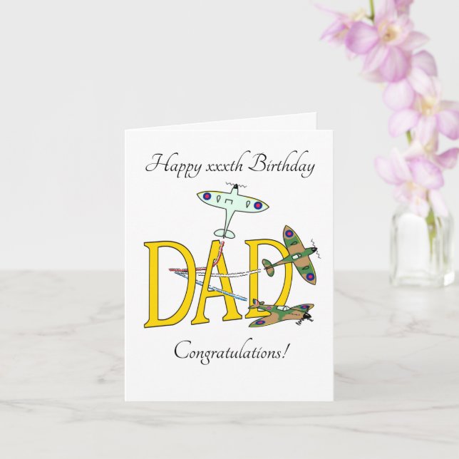 Spitfires DAD Birthday Card (Orchid)