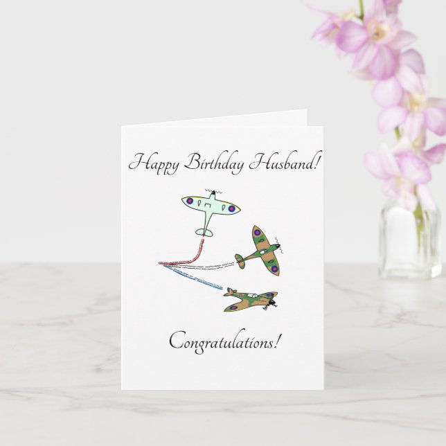 Spitfires Husband Birthday Card (Orchid)