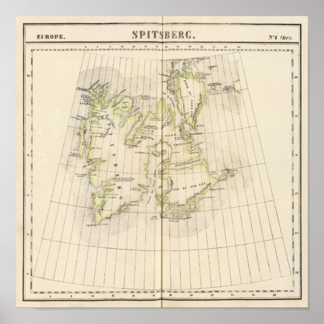 Spitsbergen, Norway Map Poster (Front)