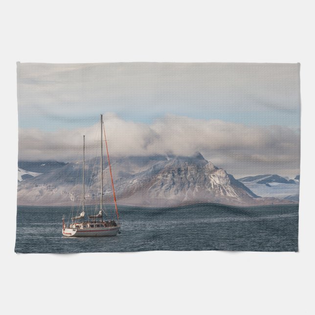 Spitsbergen Svalbard Sailboat Tea Towel (Horizontal)