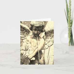 Spitting Stone Angel Fountain Sculpture Photo Note Card