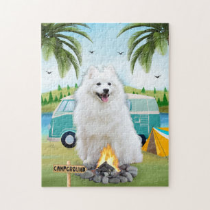 Spitz Dog Camping Jigsaw Puzzle