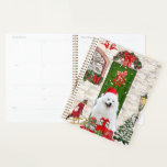 Spitz Dog Christmas Planner<br><div class="desc">Spitz Dog Christmas sitting outside decorated home with Christmas wreath, Christmas tree is a perfect Christmas gift idea for dog lovers.</div>
